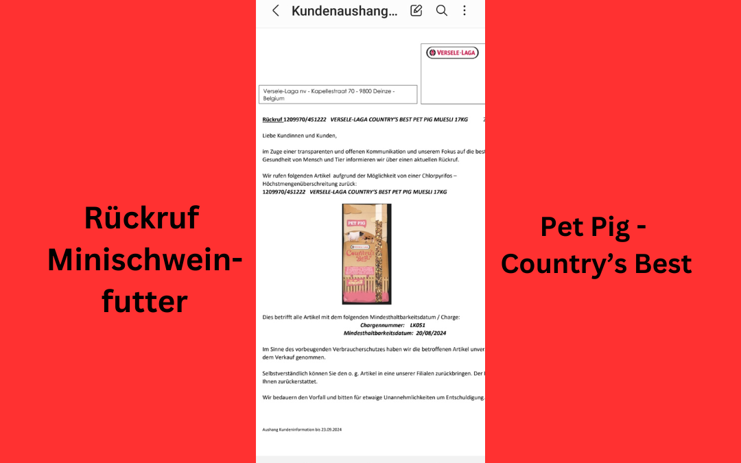 Rückruf Minischweinfutter von Versele-Laga